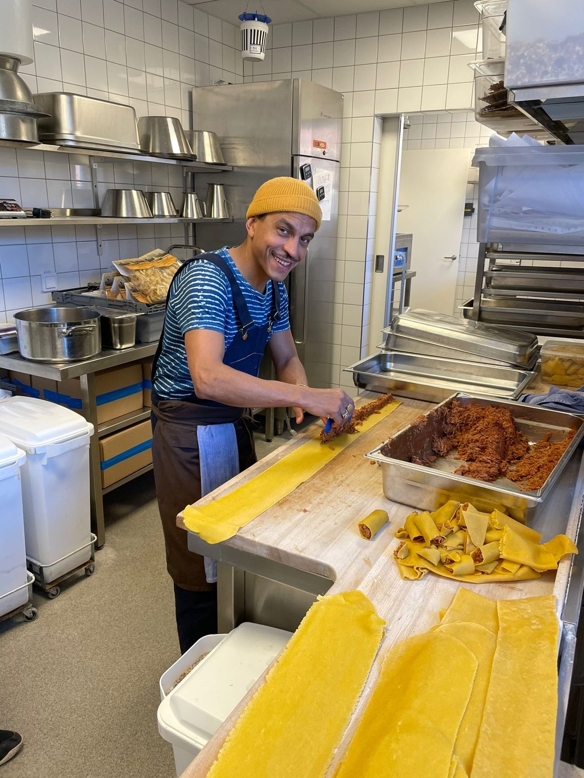 Prep work in the restaurant kitchen